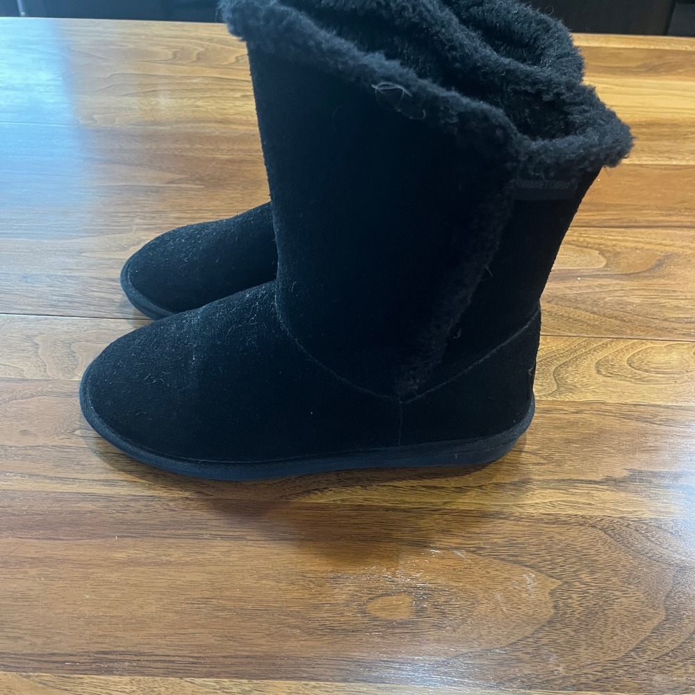Minnetonka Olympia Women's Black Suede Faux Fur Lined Mid Calf Boots Size 8